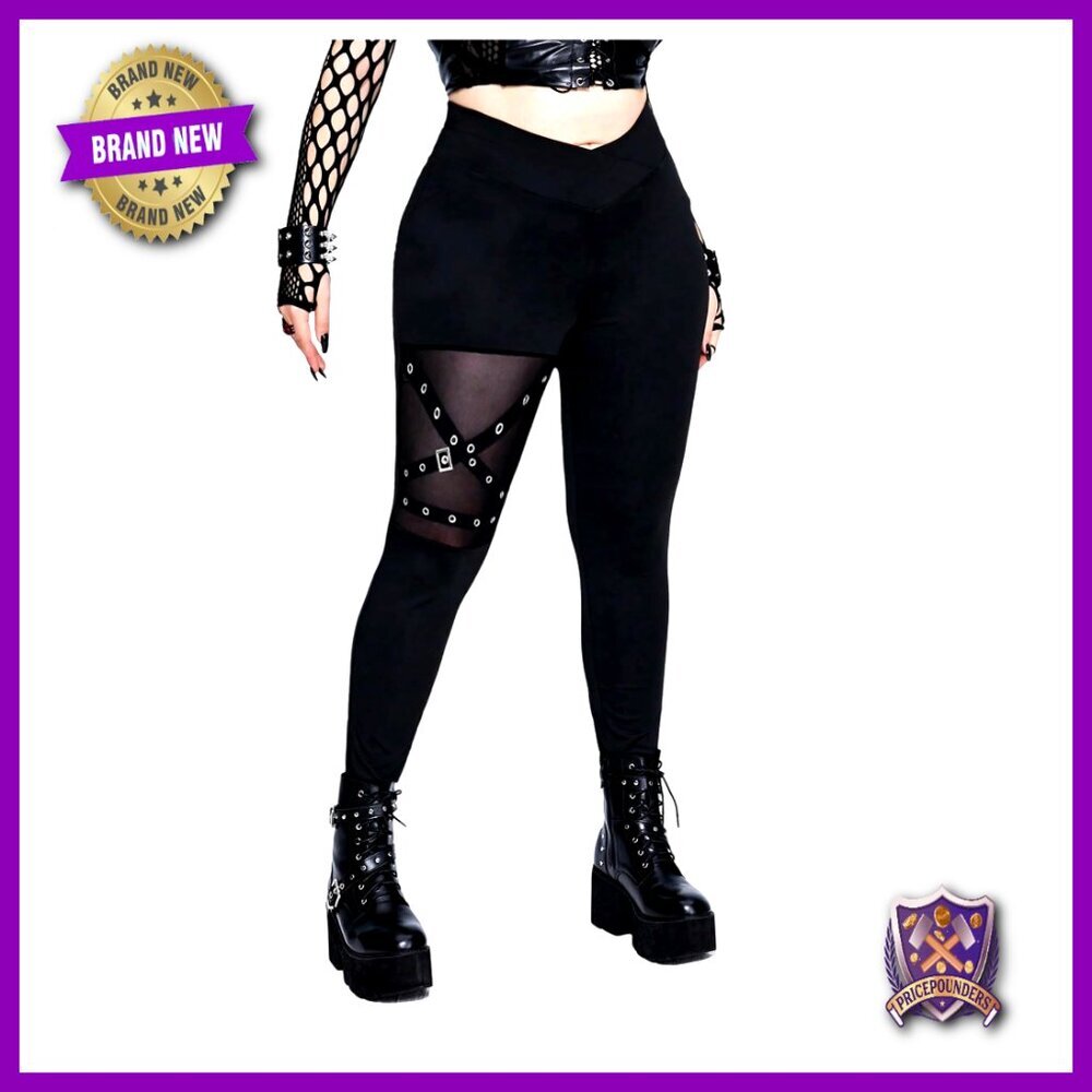 Plus Size High Waisted Leggings Patchwork Punk Contrast Gothic Pants